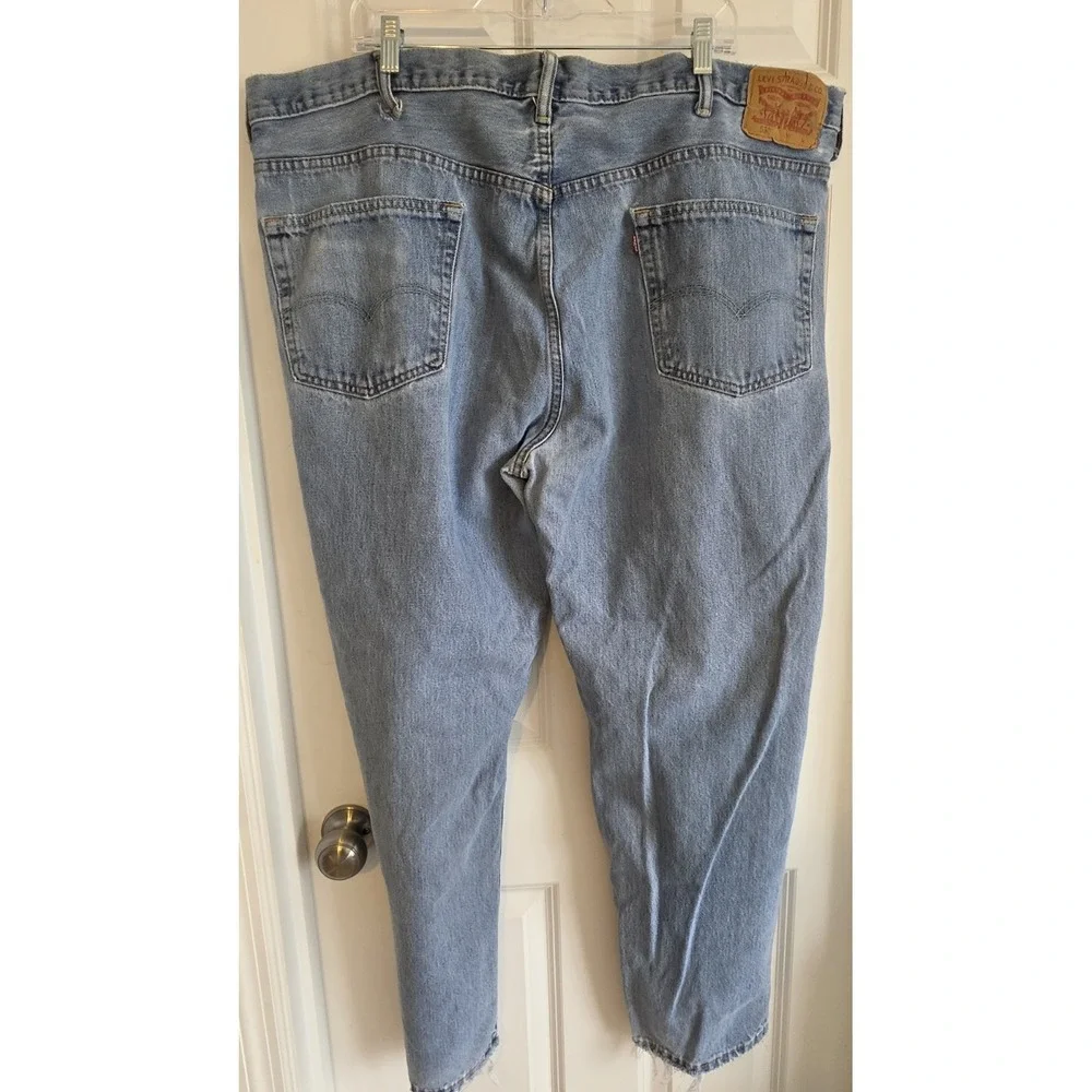 Men's Light Wash Denim Jeans — Distressed / Frayed Hem — Pre-Owned